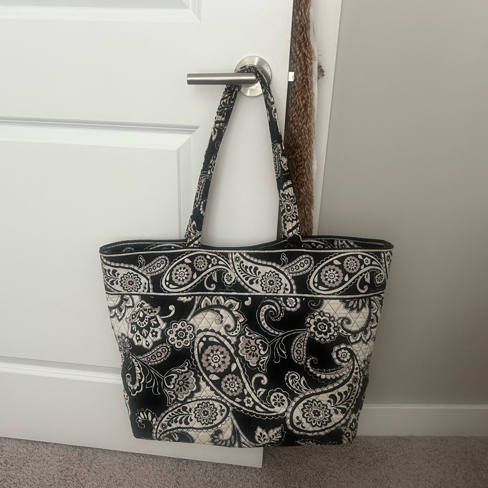 Vera Bradley Black and White Paisley Tote Bag